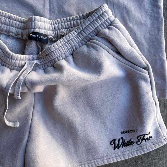 overcast white fox oversize shirt and lounge short set - Picture 7 of 8